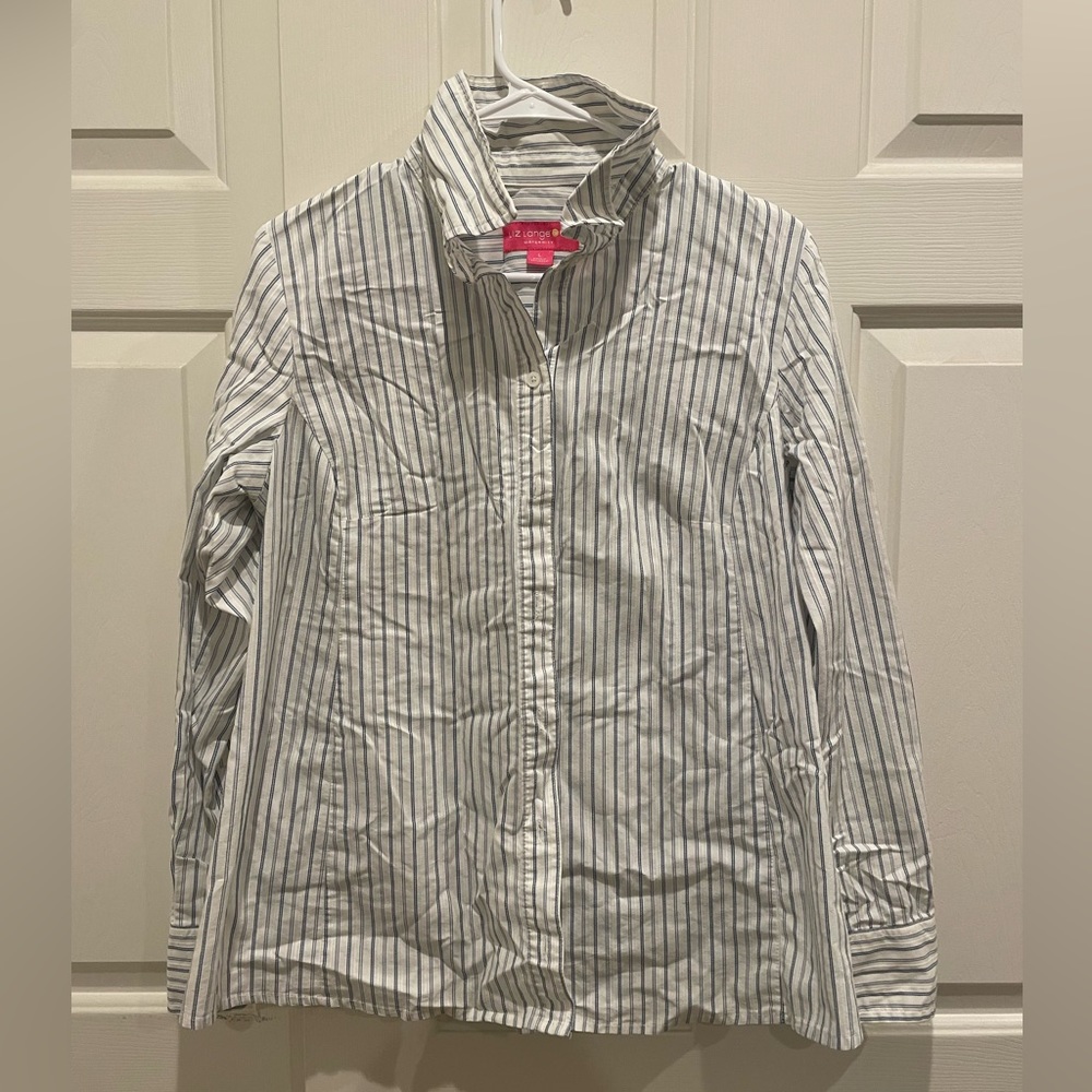 womens button down striped shirt - L